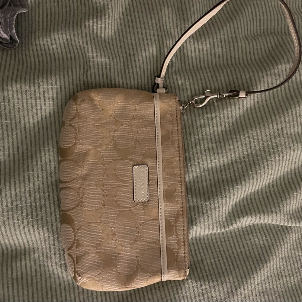 Coach Beige Wristlet